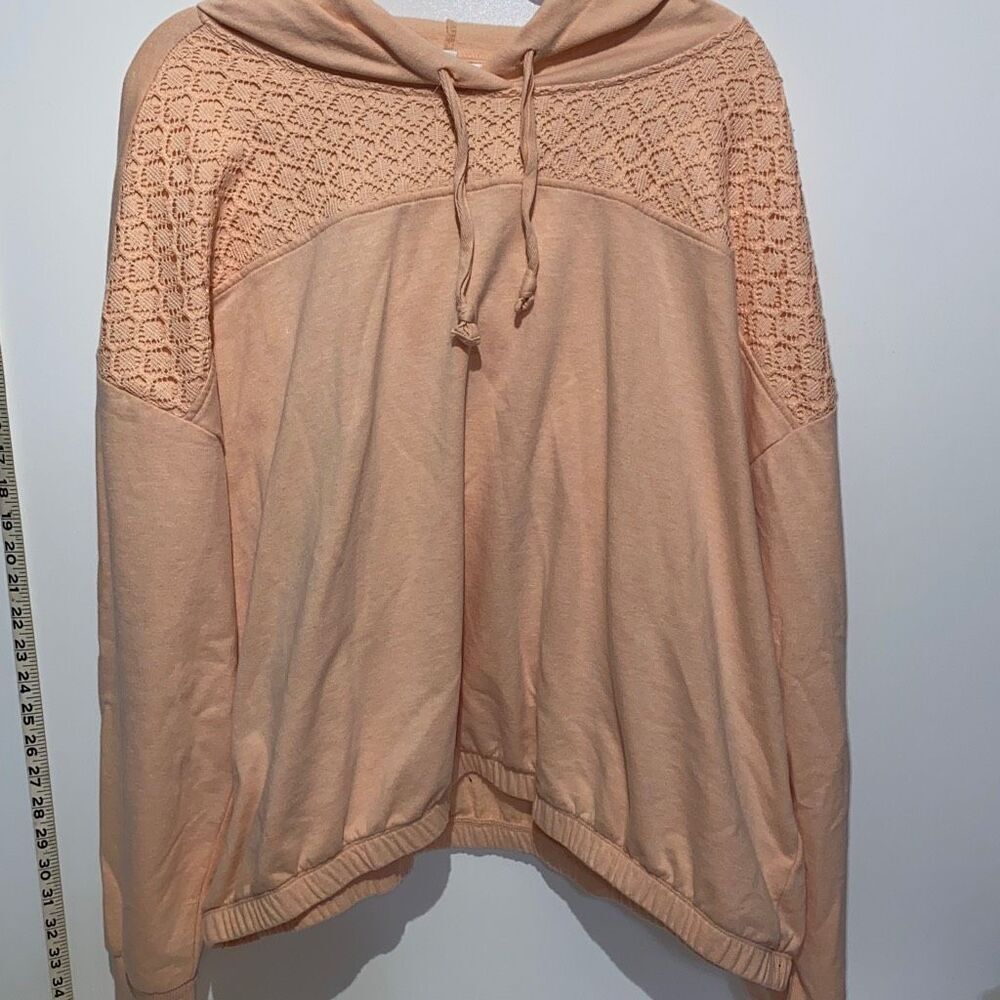 LC Lauren Conrad Women's Pink Lace Sweatshirt Hoodie Plus Size XXL